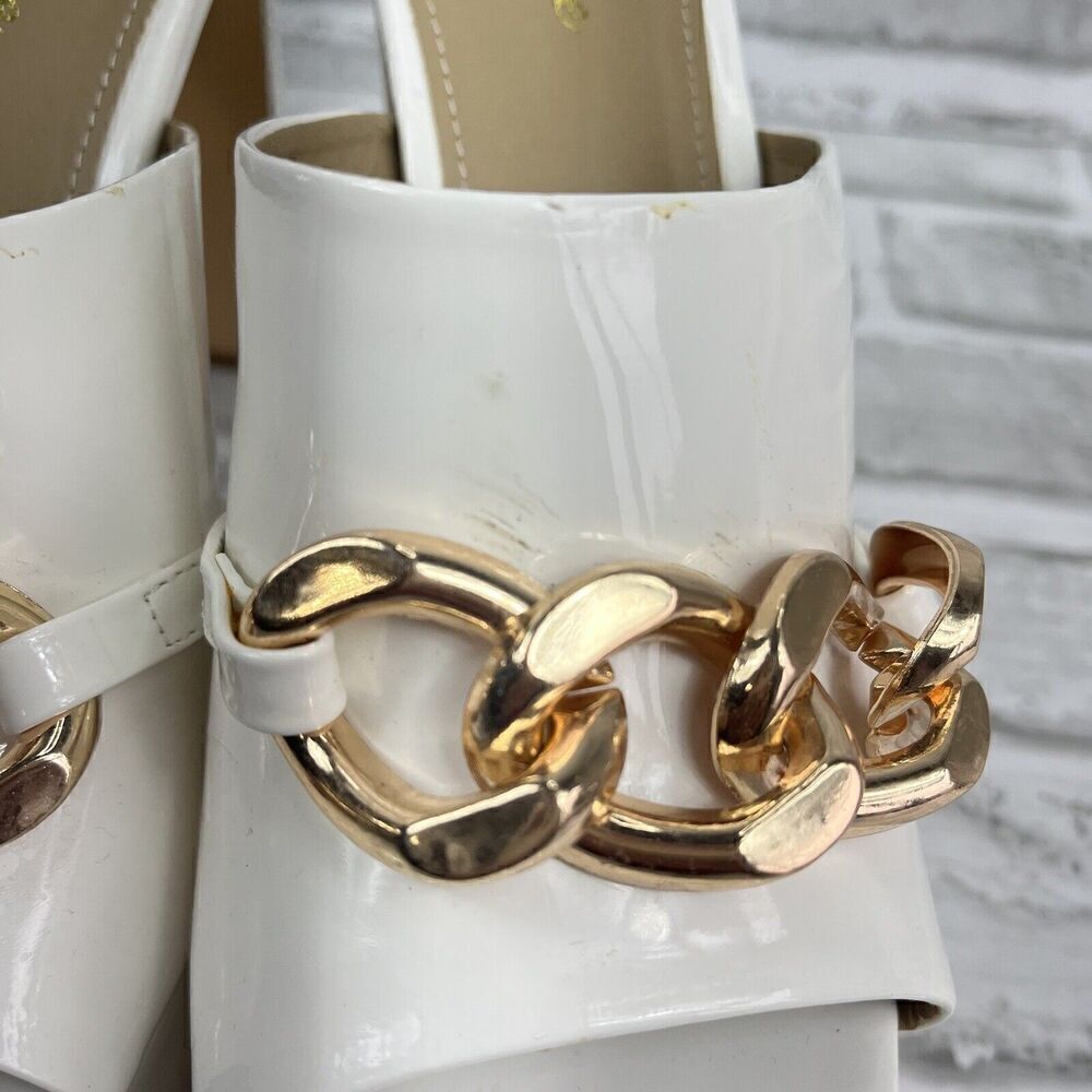Lemonade No Chill Women’s Size 9 White Platform Pumps With Gold Chain Detail - Picture 7 of 13
